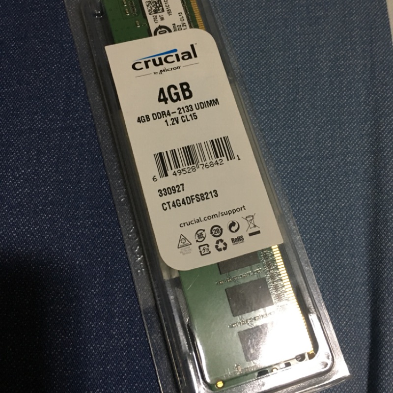 美光DDR4 2133 4G 4GB桌機記憶體1.2V單面(非2400金士頓8G創見8GB威剛)