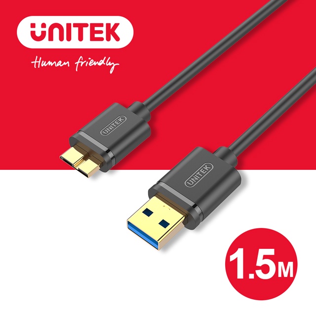 UNITEK USB 3.0 to Micro-B 充電線 硬碟數據線 (1.5M)黑色(Y-C462GBK)