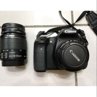 Canon EOS 60D相機鏡頭組，含18~55mm鏡頭一顆；75~300mm鏡頭一顆；定焦50mm一顆其他配件如照片