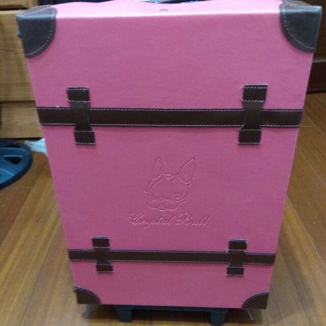 全新*crystal ball 粉紅色復古行李箱