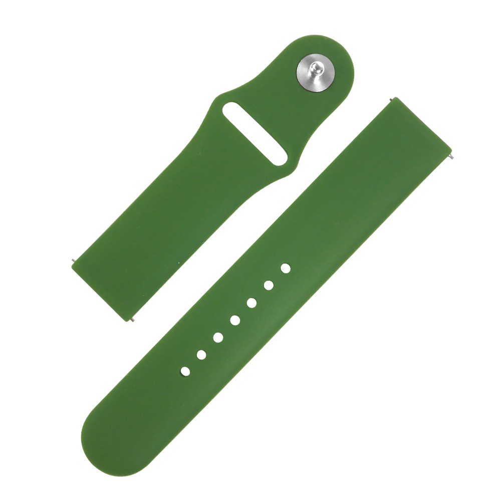 Watchband / 各品牌通用 快拆錶耳 輕盈舒適 運動型 穿式按夾扣 矽膠錶帶 綠色 / 20.22 mm