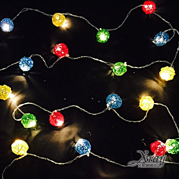 節慶王【X411502】20燈LED藤球電池燈(黃燈)，聖誕樹/LED/聖誕燈飾/造型燈/聖誕佈置/裝飾燈