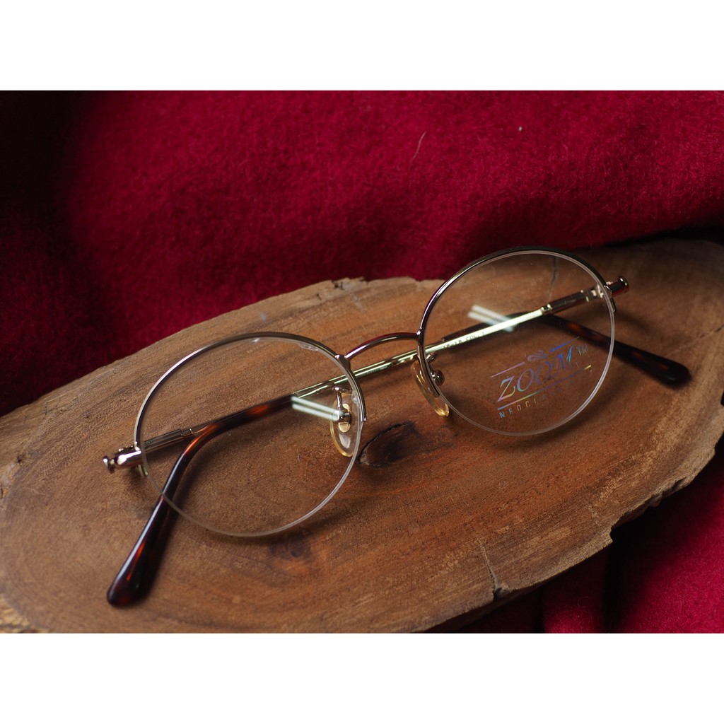 經典簡約金絲弧形線性半框式圓型鏡框 細框古董眼鏡Japan/glasses