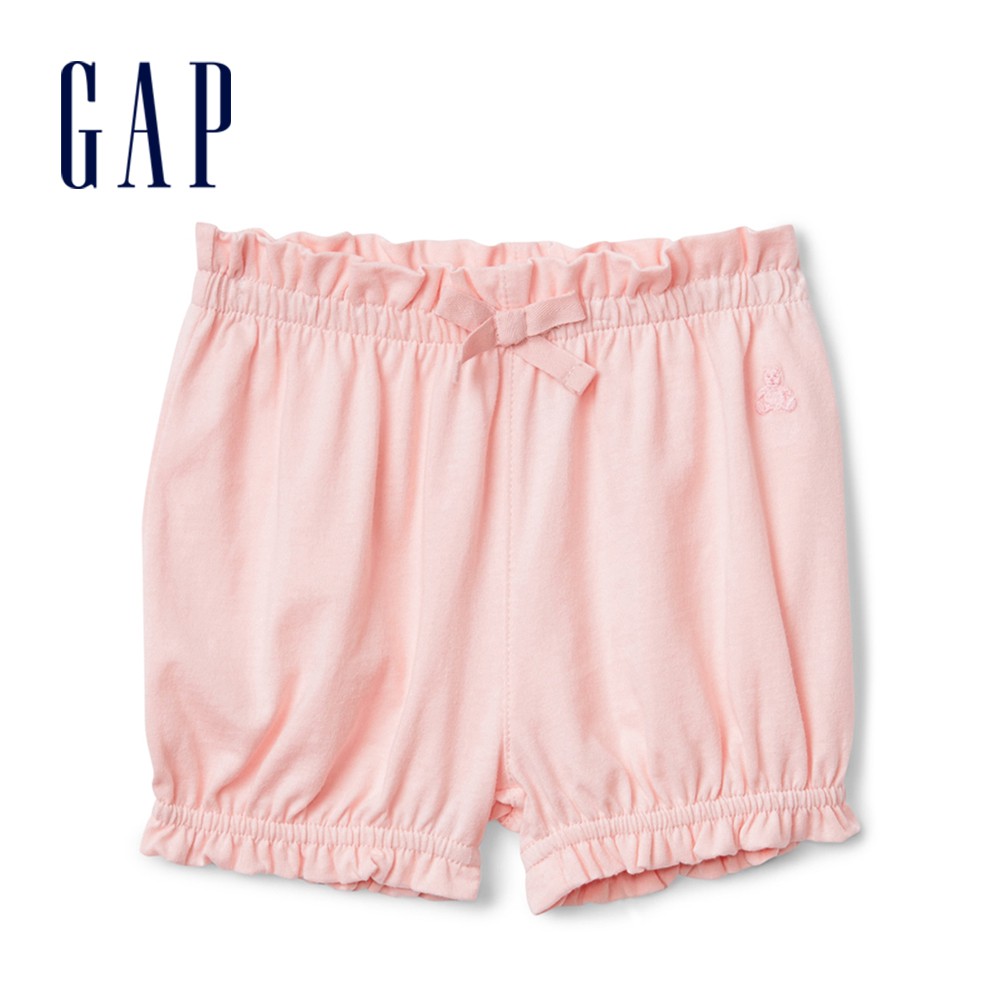 Gap 嬰兒裝 印花鬆緊針織短褲-淡粉色(231134)