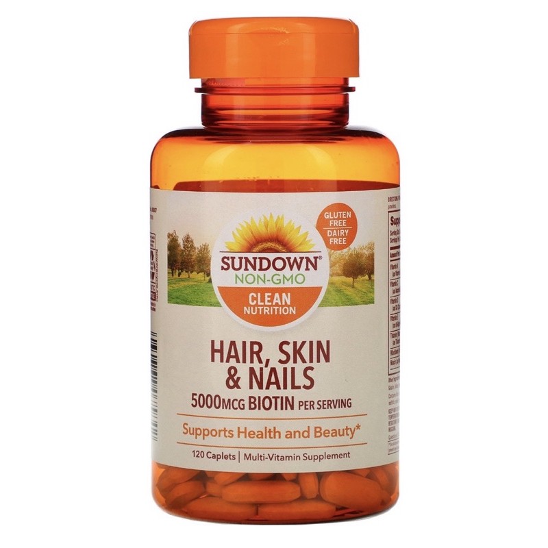 【 現貨 】美國Sundown Naturals 頭髮、皮膚、指甲保健 5000mcg Biotin120粒滿額免運