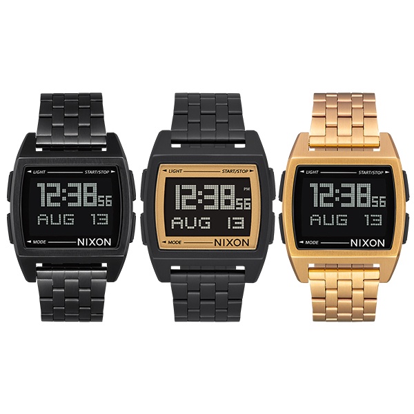 NIXON BASE 電子錶 黑色 古銅金 鋼錶帶 手錶 男錶 女錶 計時碼錶 兩地時區 潮流 時尚 A1107