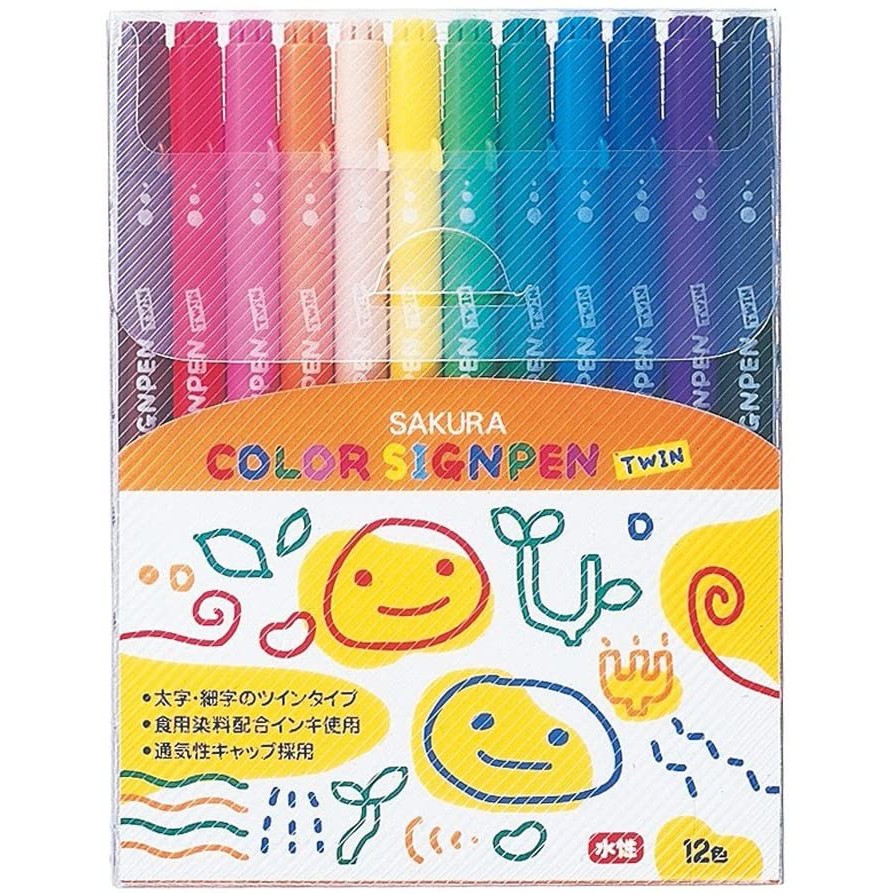 【CHL】SAKURA 櫻花 孩童畫畫系列 食用染料 彩色 雙頭筆 標誌筆 彩繪筆 SK-T12