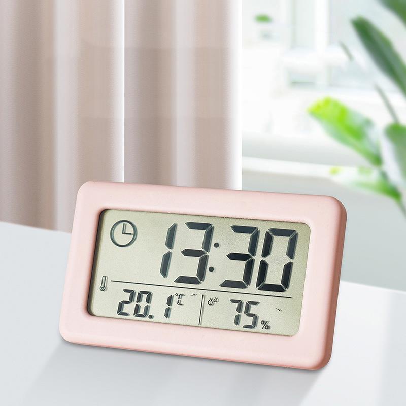 北歐風格數字鬧鐘 輕薄簡約時鐘 LED 室內溫度濕度電子時鐘 易於設置 12/24 小時家用 床頭 辦公桌 裝飾擺設時鐘