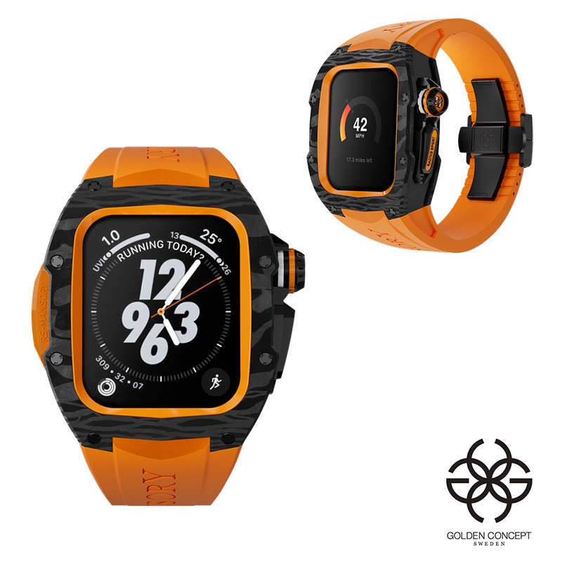 Golden Concept 錶殼 APPLE WATCH 45mm Mansory聯名款 橘色橡膠錶帶 鈦合金錶框