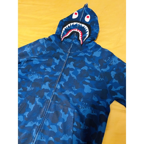 （暫售）A BATHING APE BAPE MOOK雜誌限定 藍色 火焰鯊魚迷彩 外套 帽夾