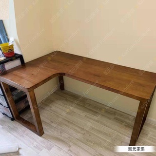 l型書桌 北歐拐角l型書桌全實木原木小戶型傢用學生雙人辦公轉角電腦桌子工作桌 萬用桌 辦公桌長桌 學生桌🌟「凱元傢俱」