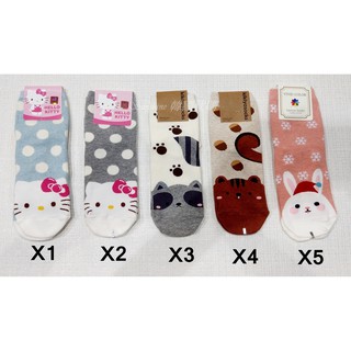 現貨 韓國製 Hello Kitty 凱蒂貓 松鼠 兔子 圓點 點點 雪花 中統襪 襪子 長襪 22~25cm