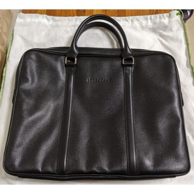 (大降價)Longchamp 黑色真皮公事包 文件包 筆電包 保證真品(附購買收據)