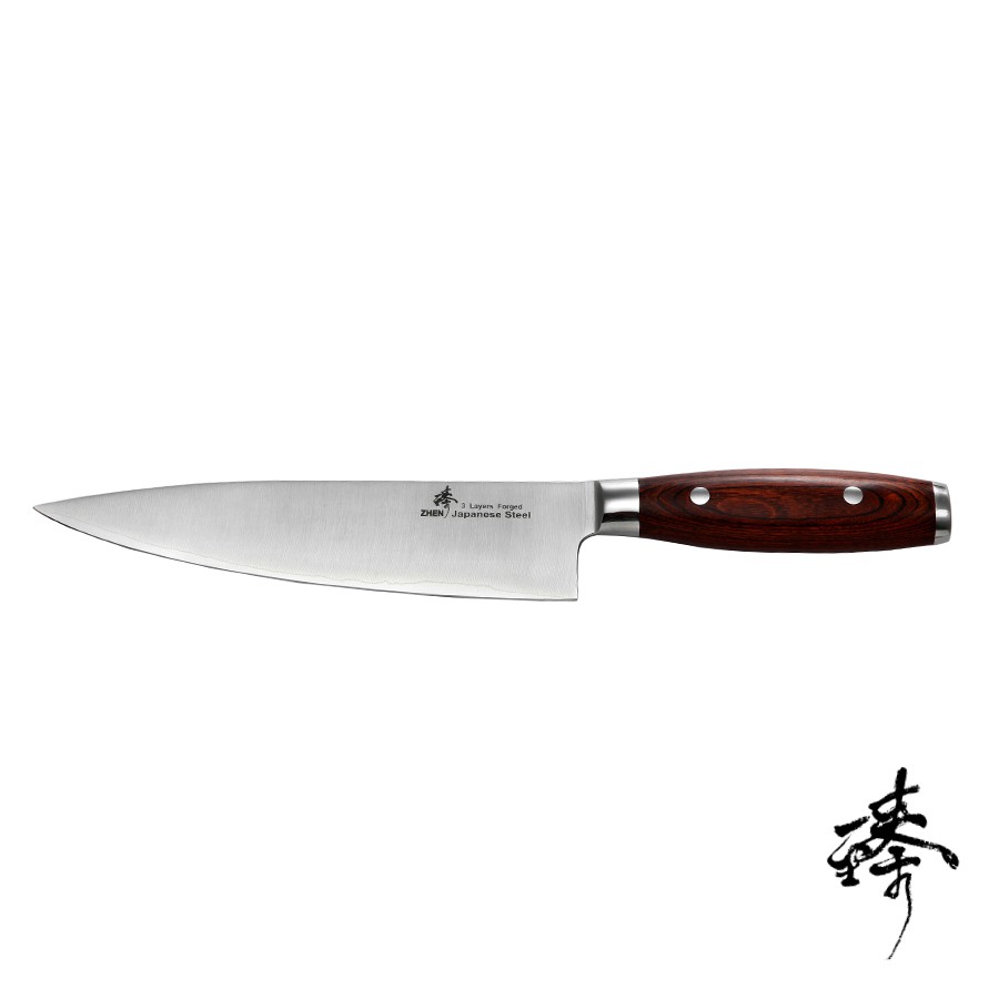 《Zhen 臻》210mm 牛刀 (主廚料理刀 廚師刀) - 楓木柄 ~ 日本進口三合鋼