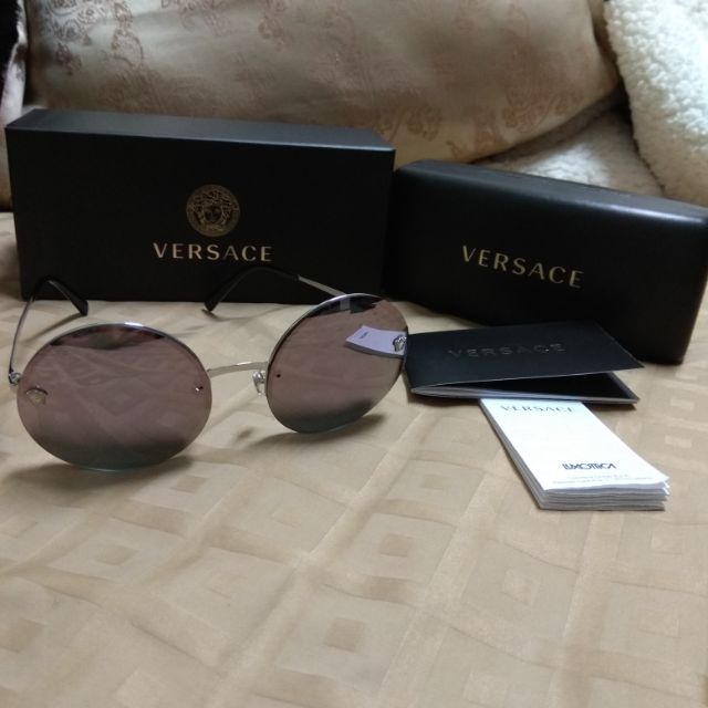 VERSACE(正品)粉紫色鏡面太陽眼鏡