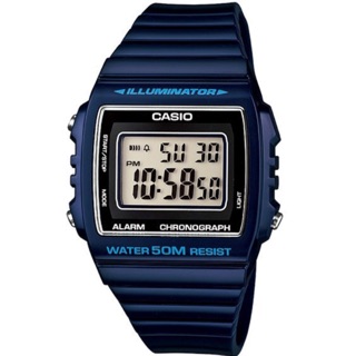 CASIO 卡西歐 方形數字錶大型的液晶錶面防水50米LED背光照明W-215H-2A ( 215 H 2 )學生錶
