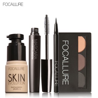 FOCALLURE菲鹿兒 化妝品套裝 粉底液 眉粉 睫毛膏 眼線筆 4件套 持久彩妝組合