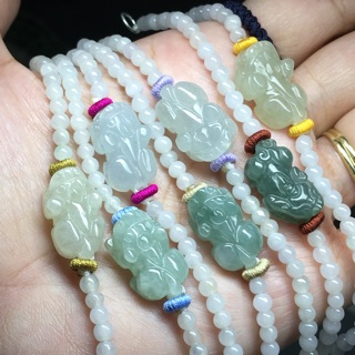 緬甸翡翠貔貅手鍊珠串冰種串珠