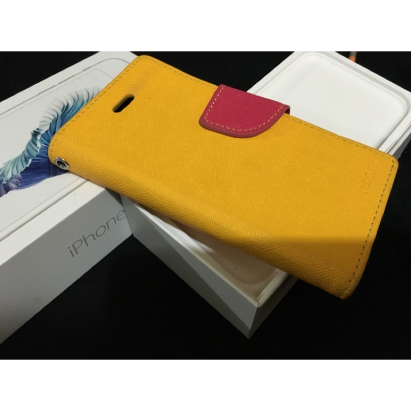 二手iPhone 5左掀式多功能卡片收納手機殼/復古黃