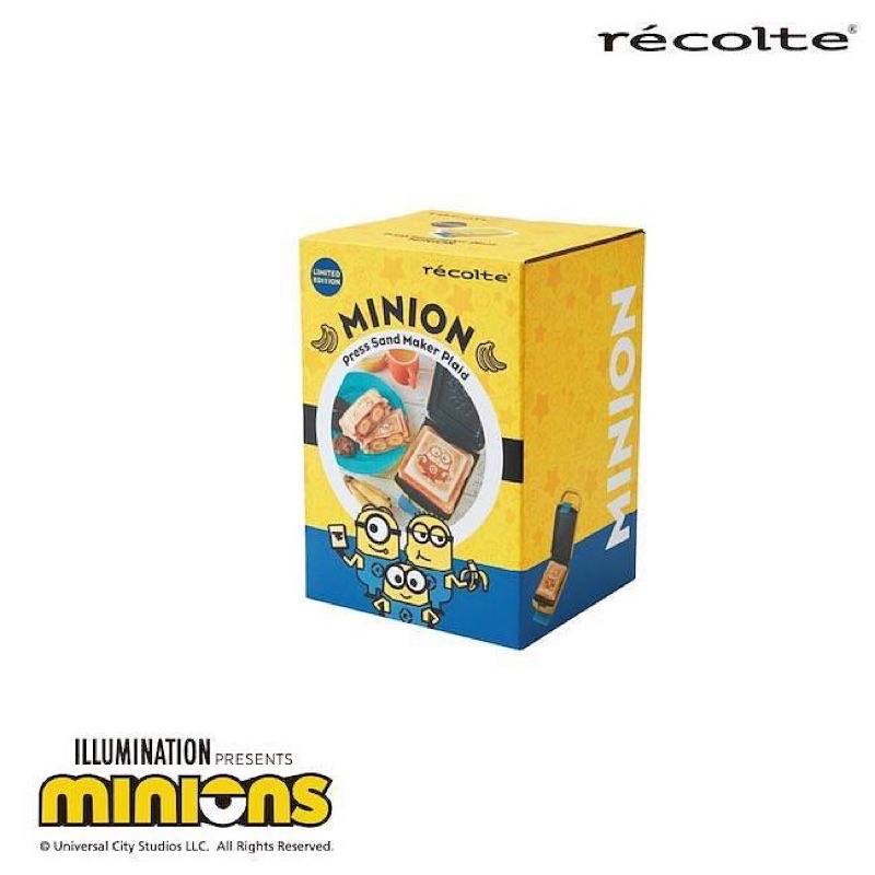 【全新】recolte Plaid厚燒格子三明治機 小小兵 限定款 minions 熱壓吐司機 神偷奶爸 吐司機