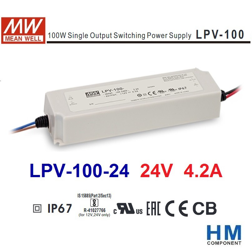LPV-100-24 24V 4.2A IP67 明緯 MW (MEANWELL) LED 電源供應器~HM工業自動化
