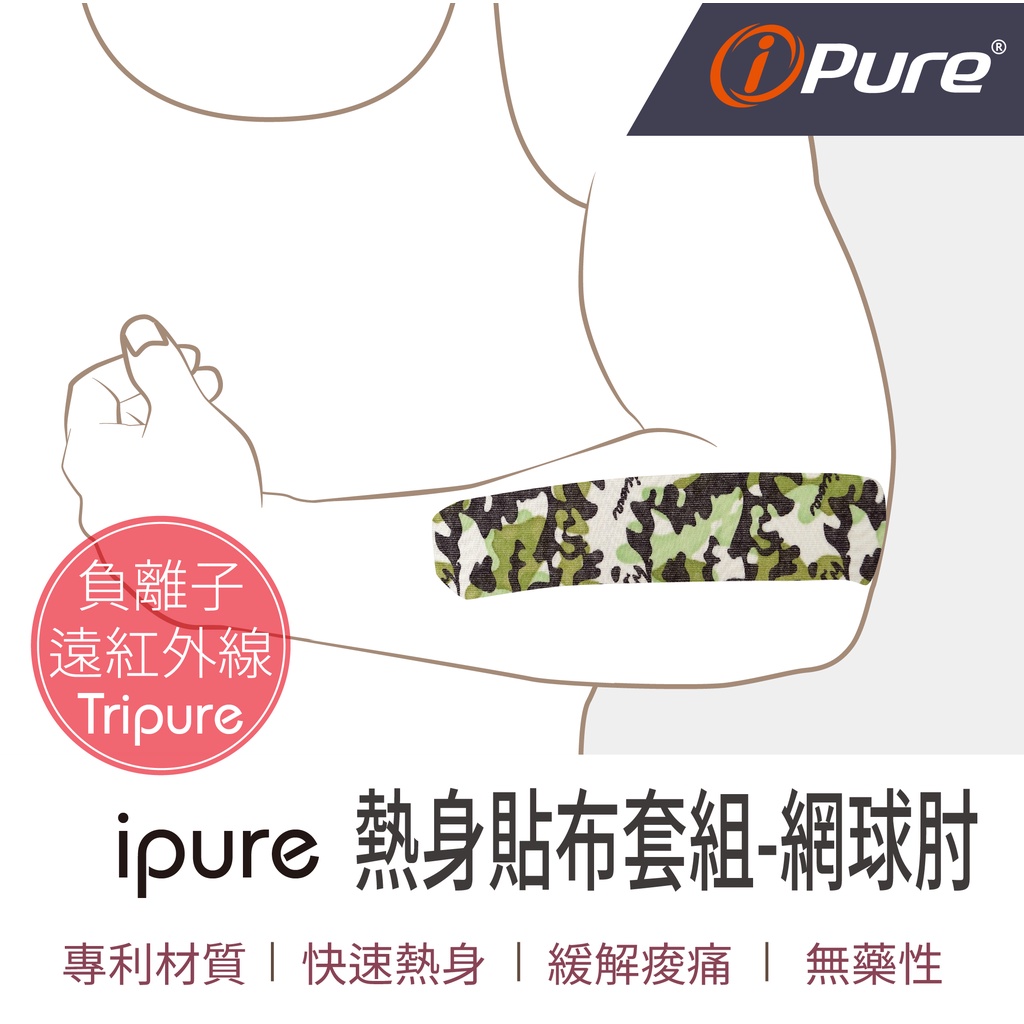 ipure熱身貼布套組(網球肘) 肌貼 肌肉貼布 健身貼布 肌肉貼 運動肌貼 肌肉繃帶 防護繃帶 運動貼