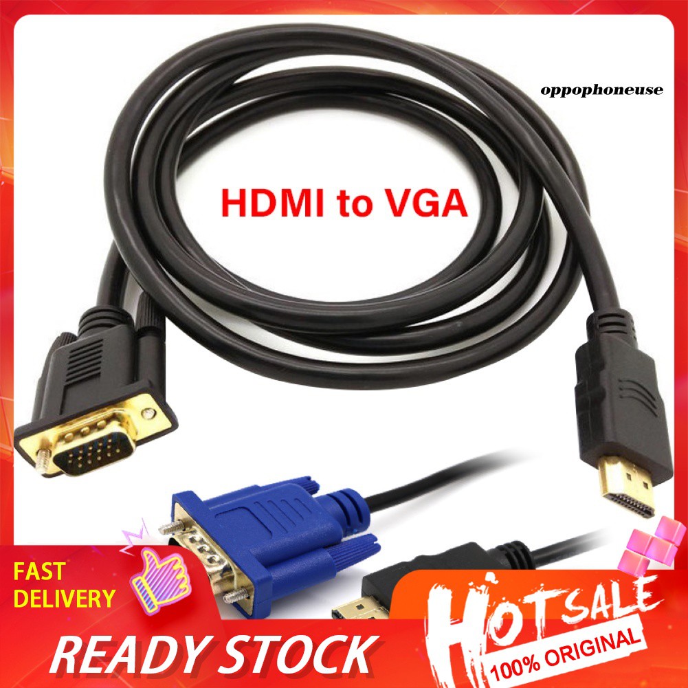 Dnxl_1.8m 1080P HDMI 到 VGA 公頭適配器電纜視頻轉換器線用於 PC DVD 高清電視