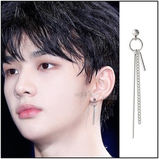 ❌免運❌ 黃鉉辰同款正韓耳環 ASMAMA SKZ Stray kids 鉉辰 同款直桿長鏈韓系耳環 韓國耳環 耳夾耳環