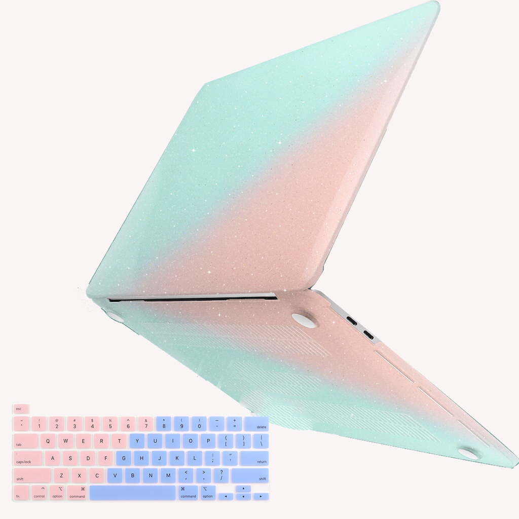 漸層色閃粉保護殼 新款蘋果MacBook Air M1 M2保護套 Pro 13吋電腦保護貼 A2338