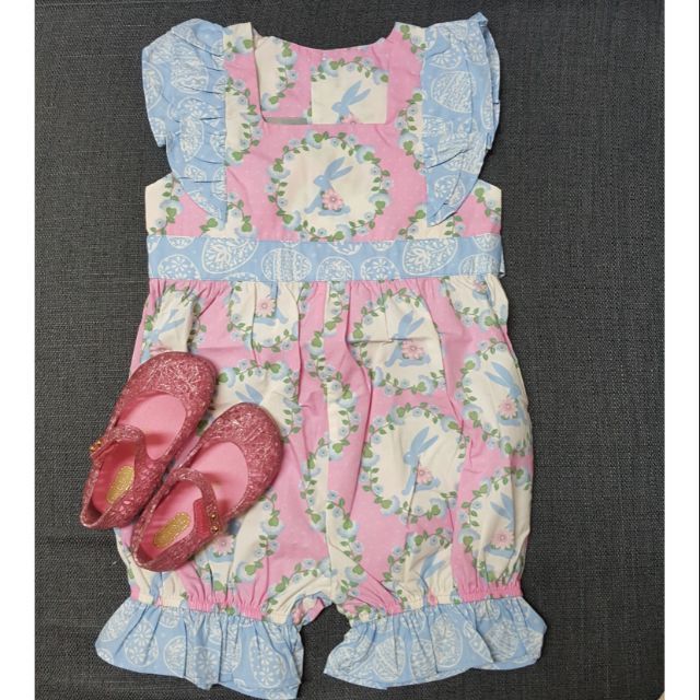 合售全新Eleanor Rose兔兔飛袖連身褲+mini melissa 粉色鳥巢香香鞋