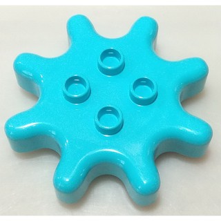 【得寶Duplo】水藍色 齒輪 8齒 (直徑7.5cm) 轉盤 配件 大顆粒 積木 [樂高玩家★正版LEGO]