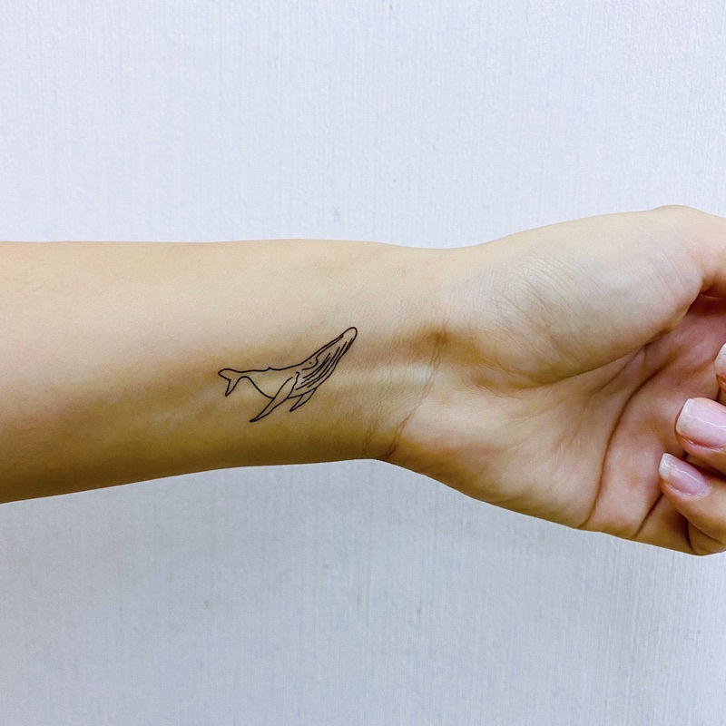 -PETIT BAZAR- 日系 海豚 鯨魚 月亮與星星 紋身貼紙 假刺青 單張