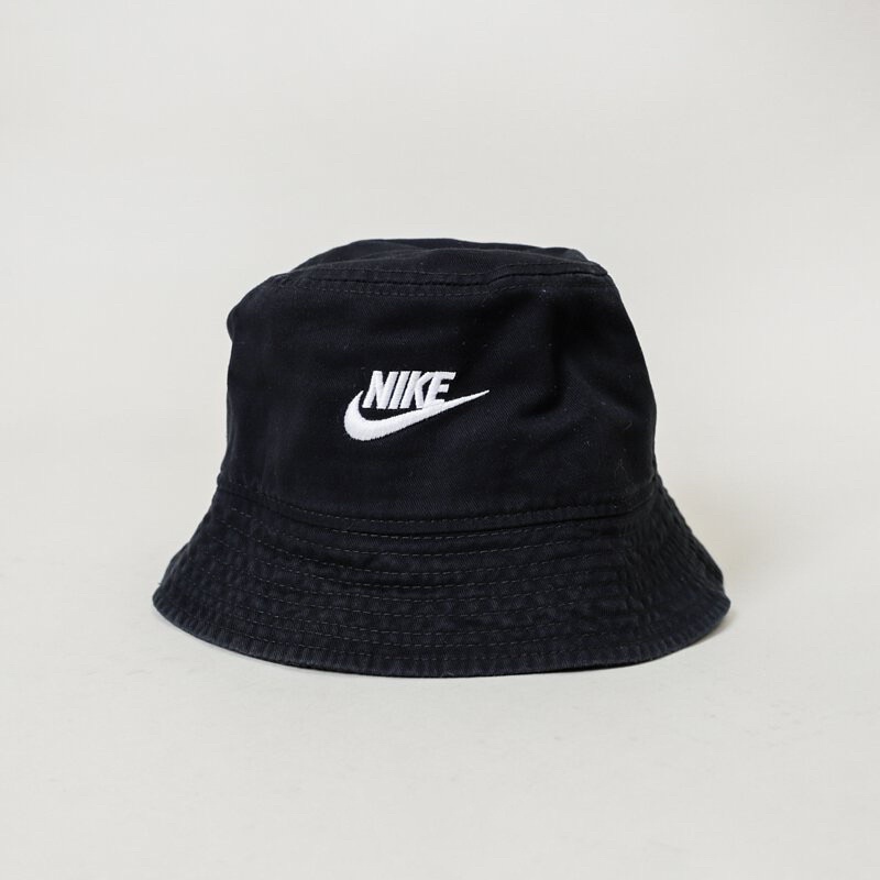 NIKE NSW BUCKET HAT 水洗黑 淺白灰 咖啡色 字勾 刺繡 仿舊 漁夫帽 遮陽帽 DC3967-010