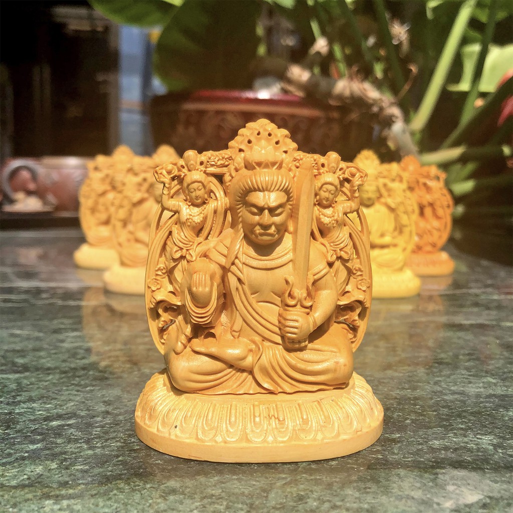 Q版不動明王像 黃楊木迷你版木雕 蝦皮購物