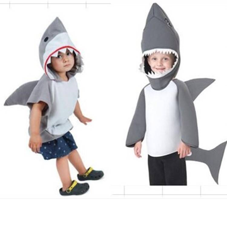 熱賣現貨 兒童動物衣服卡通人偶鯊魚cos服鯊魚服裝表演服海底世界角色扮演
