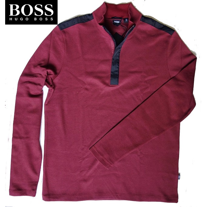 Hugo Boss 長袖 拉鍊立領 棉質外套 酒紅色 M L 【以靡專櫃正品 imy88.com】