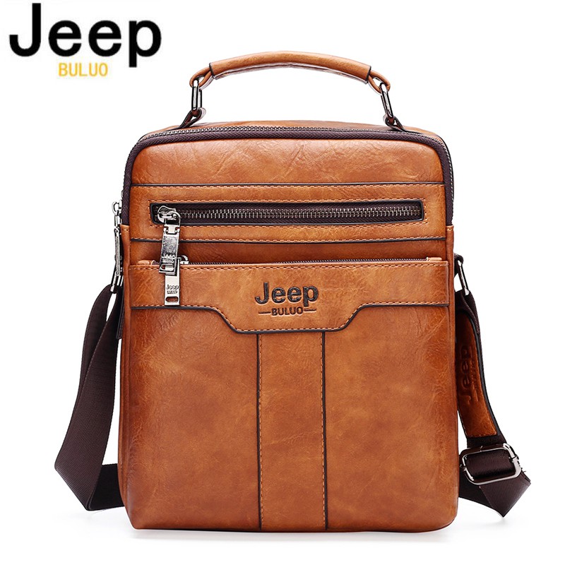 Jeep BULUO 高品質手提包時尚商務男士斜挎包大碼分體皮包品牌男士斜挎單肩包-6602