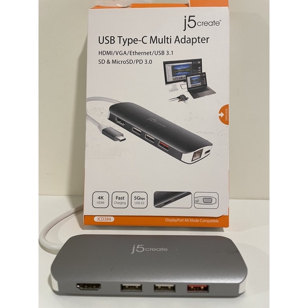 j5create USB3.1 Type-C 10合1 HDMI/VGA螢幕4K顯示多功能集線器-JCD384
