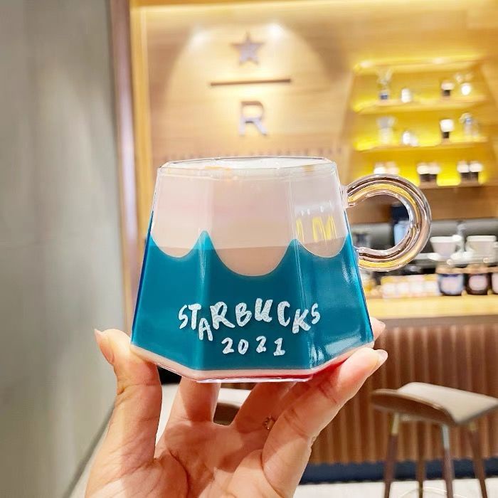 新款熱賣 現貨 日本星巴克富士山玻璃杯雪山杯創意禮物杯咖啡杯