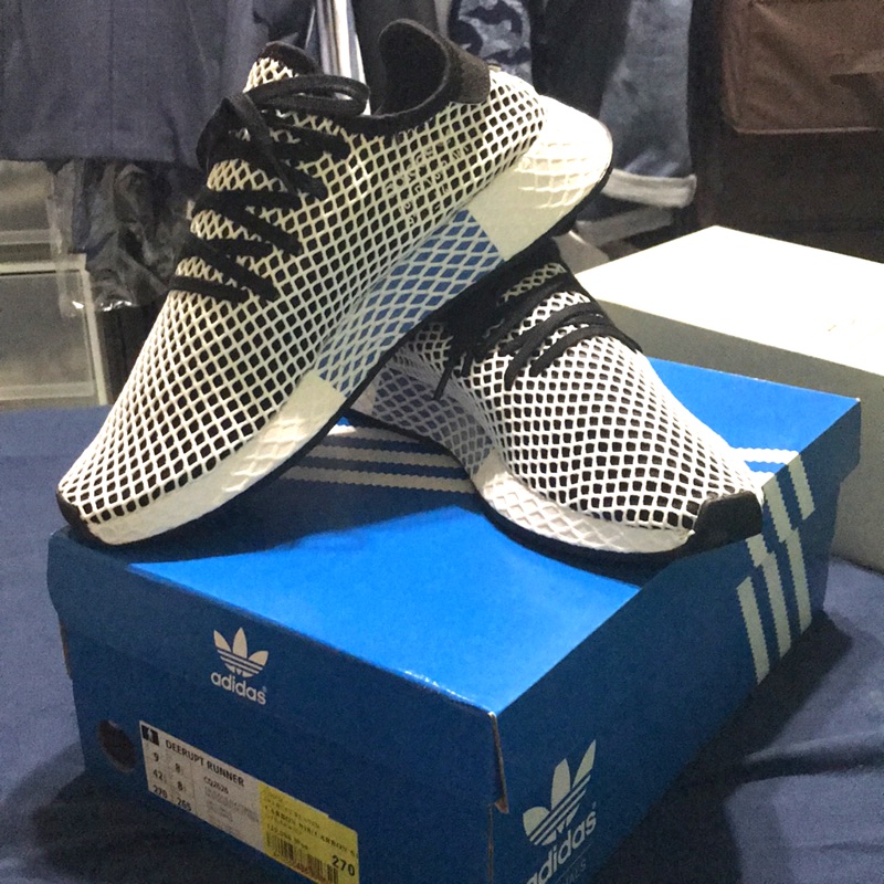 Adidas original deerupt runner 黑底 白網 全新 US9 CQ2626