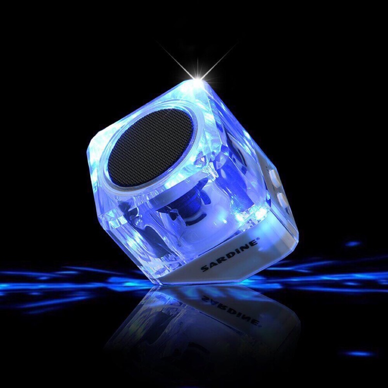 2019全新正品保証沙丁魚(SARDINE) B6  攜帶式 無線藍牙音響 喇叭 粉水晶透明 LED發光音響