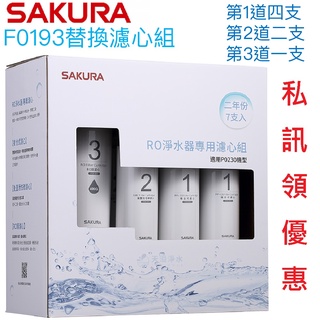 【SAKURA 櫻花】F0193替換濾心/濾芯組【P0230/P0230A淨水器兩年份濾心｜臺灣公司貨｜F01931】