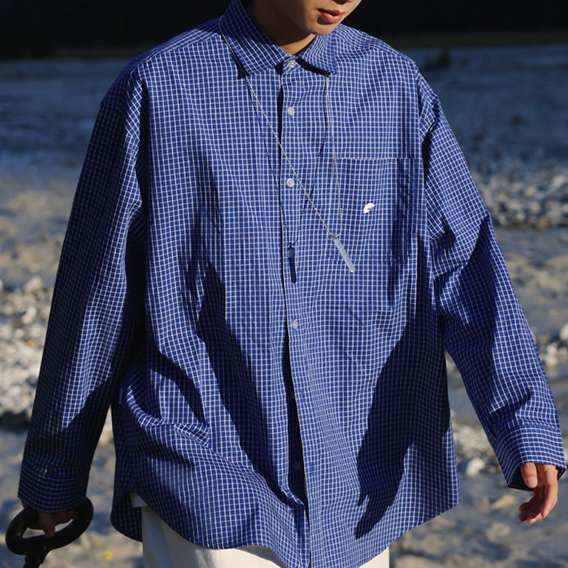 AOYAMA 日系OUTDOOR 寬鬆版型長袖格紋襯衫【WKA3004-1】