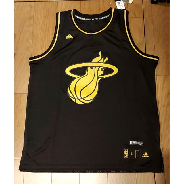 NBA Adidas Lebron James 邁阿密熱火 黑金電繡球衣