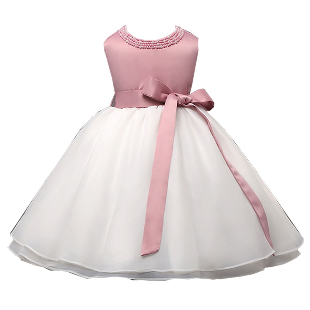 嬰兒女孩兒童公主派對婚禮蝴蝶結連身裙高檔禮服滿月周歲洋裝