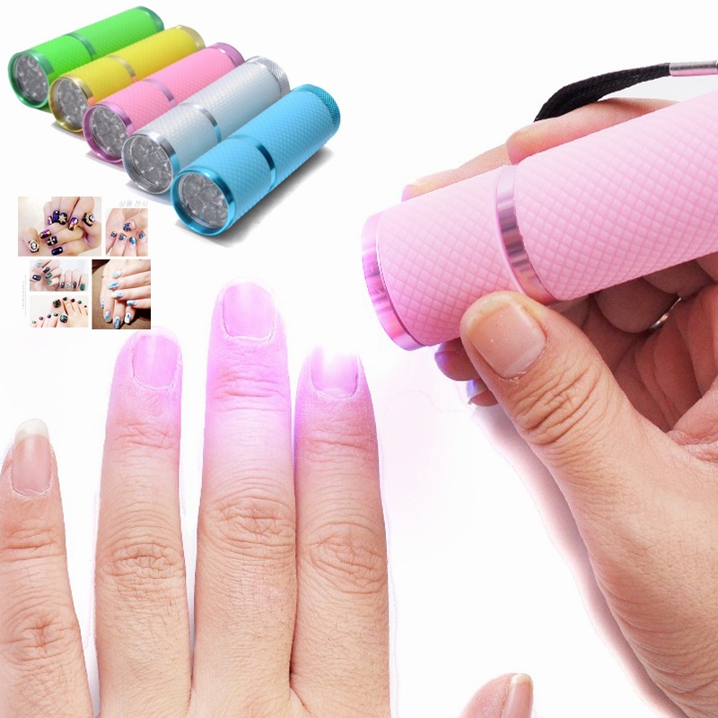 用於凝膠指甲的迷你 UV LED 燈指甲烘乾機 9 LED 手電筒便攜式指甲烘乾機美甲工具 UV 燈