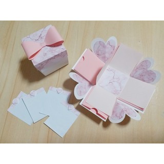 【手作】大理石禮物盒 粉色_7x7x7公分大理石禮物盒 禮物盒 爆炸盒 爆炸卡片 機關卡片 手工卡片 代洗照片 禮物