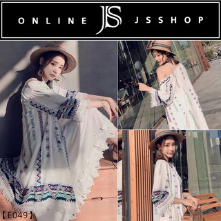 長袖外套 JS SHOP 隔日到貨🔥現貨【長版．度假民族風雪紡 罩衫】E049 質感超好 防曬罩衫 印花罩衫 外套