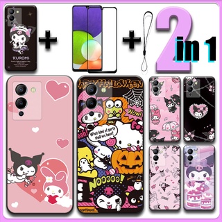 2 合 1 適用於 Infinix Note 12 G96 保護殼,帶鋼化玻璃陶瓷螢幕保護膜 Kuromi