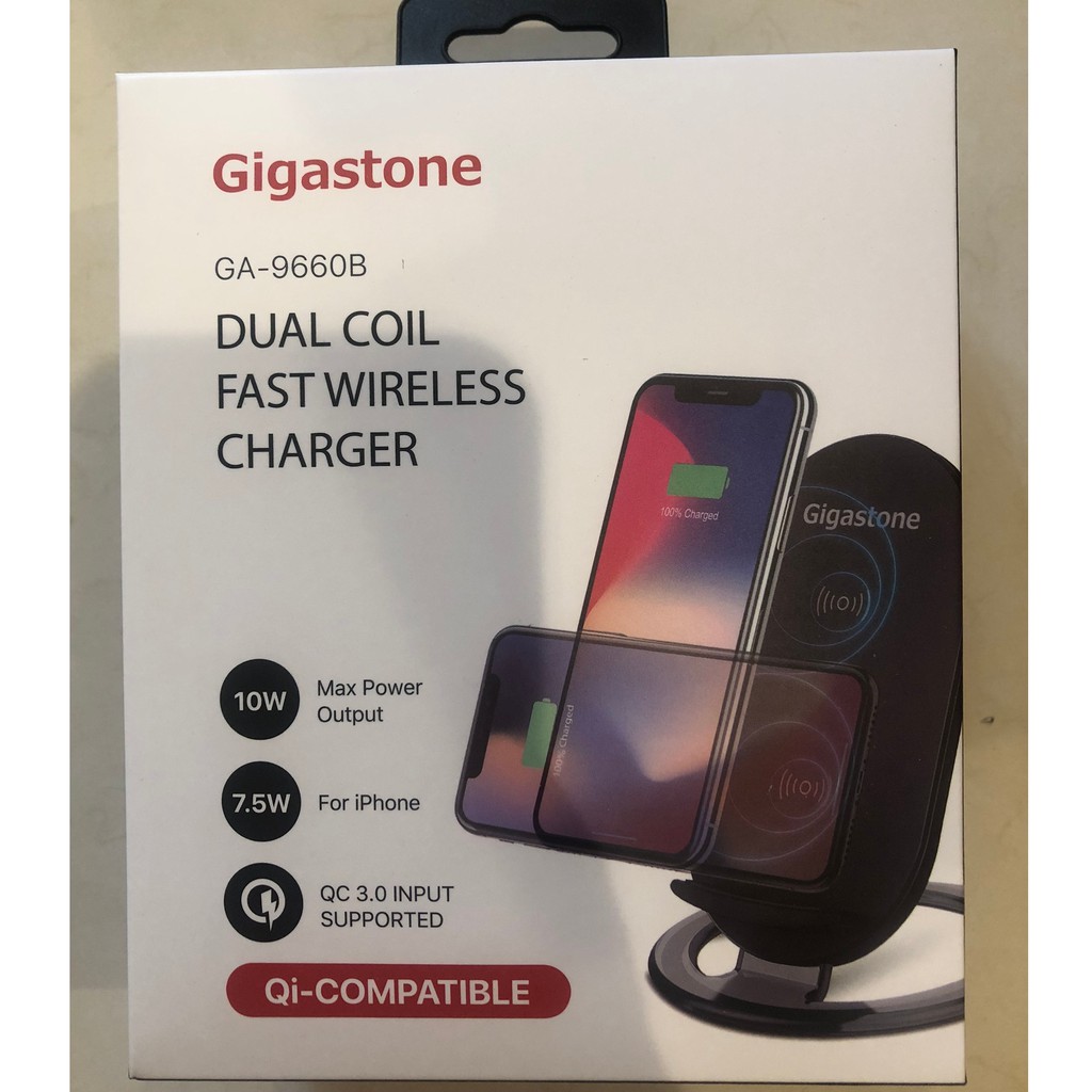 全新未Gigastone-10W 雙線圈無線快充充電盤 GA-9660B iPhone AirPods 1/2 快充
